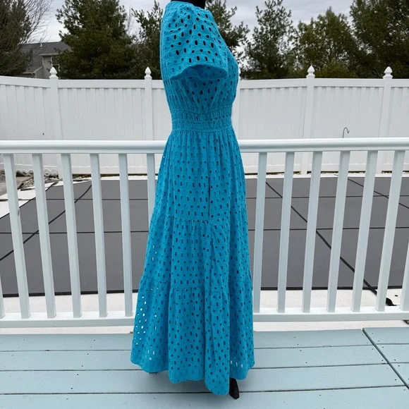 Anthropologie The Somerset Maxi Dress Eyelet Edition Blue Size Medium - Picture 4 of 16